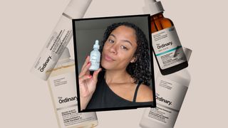 Image contains Allure commerce editorial assistant Hailey Roy with The Ordinary Rice Lipids  Ectoin Microemulsion...
